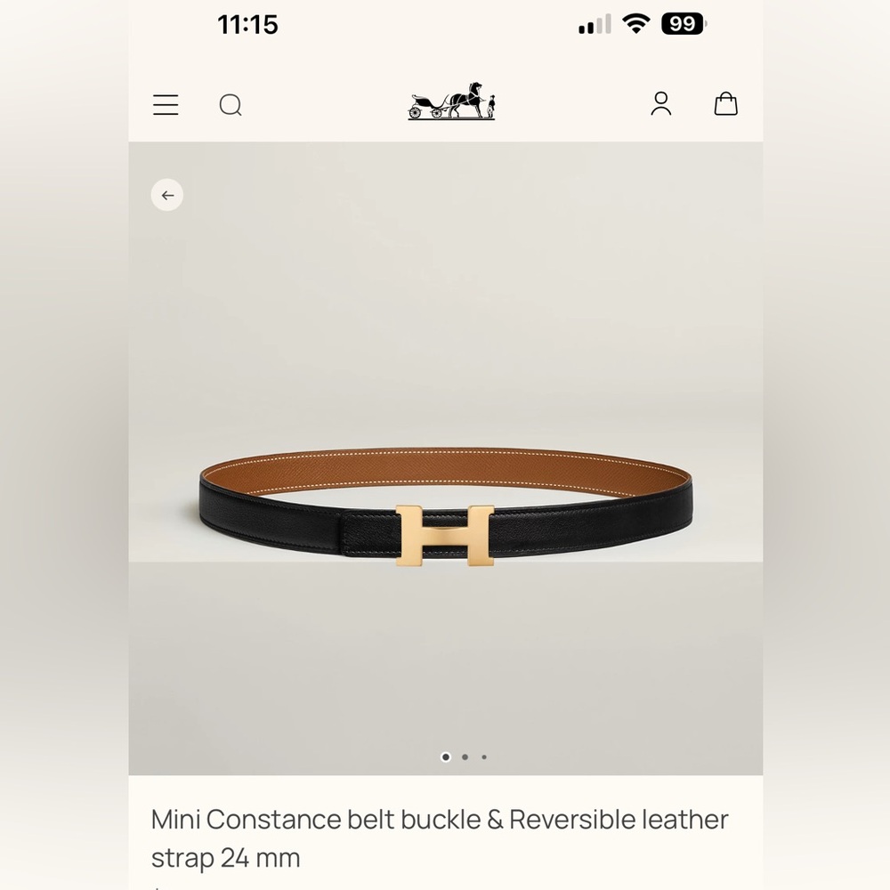Mini Constance Hermes belt buckle & Reversible leather strap 24 mm